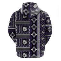 Fiji Masi Tapa Pattern Purple Zip Hoodie - Polynesian Pride