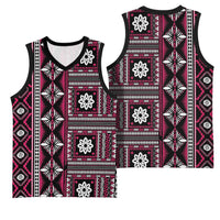 Fiji Masi Tapa Pattern Pink Basketball Jersey - Polynesian Pride