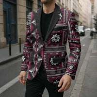 Fiji Masi Tapa Pattern Pink Blazer - Polynesian Pride