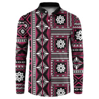 Fiji Masi Tapa Pattern Pink Button Sweatshirt - Polynesian Pride