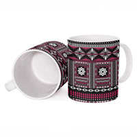 Fiji Masi Tapa Pattern Pink Ceramic Mug - Polynesian Pride