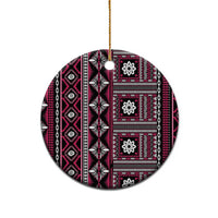 Fiji Masi Tapa Pattern Pink Ceramic Ornament - Polynesian Pride