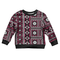 Fiji Masi Tapa Pattern Pink Kid Ugly Christmas Sweater - Polynesian Pride