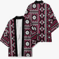 Fiji Masi Tapa Pattern Pink Kimono - Polynesian Pride