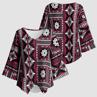 Fiji Masi Tapa Pattern Pink Kimono Sleeve Blouse - Polynesian Pride