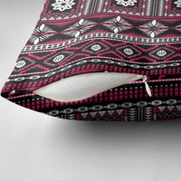 Fiji Masi Tapa Pattern Pink Pillow Cover - Polynesian Pride