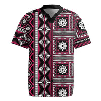Fiji Masi Tapa Pattern Pink Rugby Jersey - Polynesian Pride
