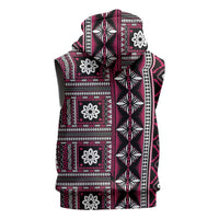Fiji Masi Tapa Pattern Pink Sleeveless Zip Hoodie - Polynesian Pride