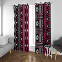 Fiji Masi Tapa Pattern Pink Window Curtain - Polynesian Pride