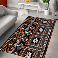 Fiji Masi Tapa Pattern Orange Area Rug - Polynesian Pride