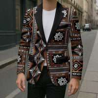 Fiji Masi Tapa Pattern Orange Blazer - Polynesian Pride