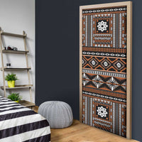 Fiji Masi Tapa Pattern Orange Door Cover - Polynesian Pride