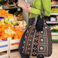Fiji Masi Tapa Pattern Orange Grocery Bag - Polynesian Pride