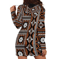 Fiji Masi Tapa Pattern Orange Hoodie Dress - Polynesian Pride