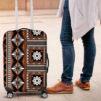 Fiji Masi Tapa Pattern Orange Luggage Cover - Polynesian Pride
