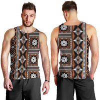 Fiji Masi Tapa Pattern Orange Men Tank Top - Polynesian Pride
