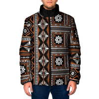 Fiji Masi Tapa Pattern Orange Padded Jacket - Polynesian Pride