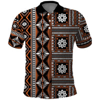 Fiji Masi Tapa Pattern Orange Polo Shirt - Polynesian Pride