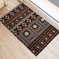 Fiji Masi Tapa Pattern Orange Rubber Doormat - Polynesian Pride