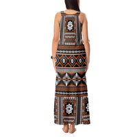 Fiji Masi Tapa Pattern Orange Tank Maxi Dress - Polynesian Pride