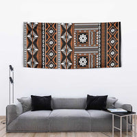 Fiji Masi Tapa Pattern Orange Tapestry - Polynesian Pride