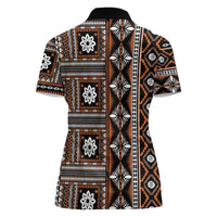 Fiji Masi Tapa Pattern Orange Women Polo Shirt - Polynesian Pride