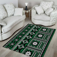 Fiji Masi Tapa Pattern Green Area Rug - Polynesian Pride
