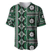 Fiji Masi Tapa Pattern Green Baseball Jersey - Polynesian Pride