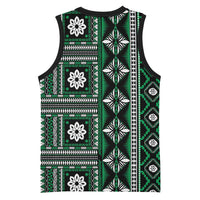 Fiji Masi Tapa Pattern Green Basketball Jersey - Polynesian Pride