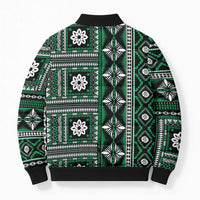 Fiji Masi Tapa Pattern Green Bomber Puffer Jacket - Polynesian Pride