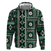 Fiji Masi Tapa Pattern Green Hoodie - Polynesian Pride