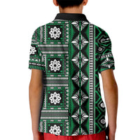 Fiji Masi Tapa Pattern Green Kid Polo Shirt - Polynesian Pride
