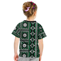 Fiji Masi Tapa Pattern Green Kid T Shirt - Polynesian Pride