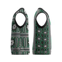 Fiji Masi Tapa Pattern Green Christmas Knitted V-Neck Vest - Polynesian Pride