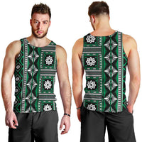 Fiji Masi Tapa Pattern Green Men Tank Top - Polynesian Pride