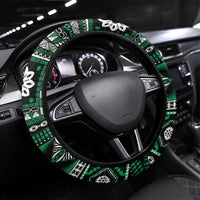 Fiji Masi Tapa Pattern Green Steering Wheel Cover - Polynesian Pride