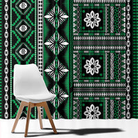 Fiji Masi Tapa Pattern Green Window Curtain - Polynesian Pride