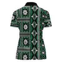 Fiji Masi Tapa Pattern Green Women Polo Shirt - Polynesian Pride