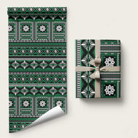 Fiji Masi Tapa Pattern Green Wrapping Paper - Polynesian Pride