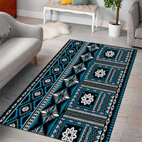 Fiji Masi Tapa Pattern Blue Area Rug - Polynesian Pride