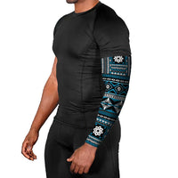 Fiji Masi Tapa Pattern Blue Arm Sleeves - Polynesian Pride