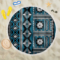 Fiji Masi Tapa Pattern Blue Beach Blanket - Polynesian Pride