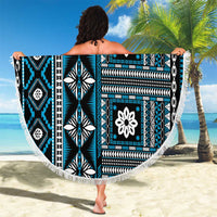 Fiji Masi Tapa Pattern Blue Beach Blanket - Polynesian Pride
