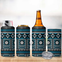 Fiji Masi Tapa Pattern Blue 4 in 1 Can Cooler Tumbler - Polynesian Pride