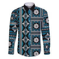 Fiji Masi Tapa Pattern Blue Family Matching Puletasi and Hawaiian Shirt - Polynesian Pride