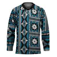 Fiji Masi Tapa Pattern Blue Hockey Jersey - Polynesian Pride