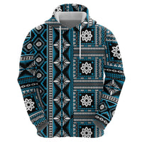 Fiji Masi Tapa Pattern Blue Hoodie - Polynesian Pride