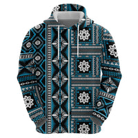 Fiji Masi Tapa Pattern Blue Hoodie - Polynesian Pride
