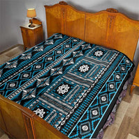 Fiji Masi Tapa Pattern Blue Quilt - Polynesian Pride
