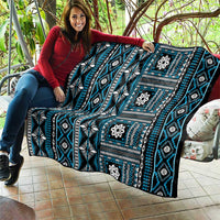 Fiji Masi Tapa Pattern Blue Quilt - Polynesian Pride